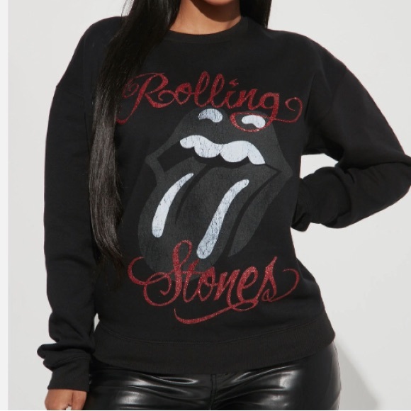 Rolling Stones Black Washed Graphic Sweatshirt - Picture 2 of 5